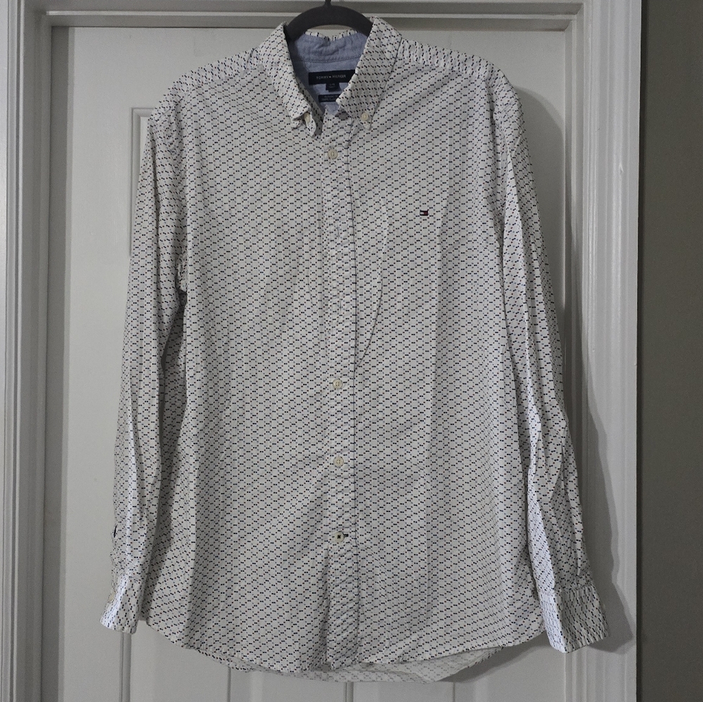 Tommy Hilfiger Men's White Patterned Shirt - Large